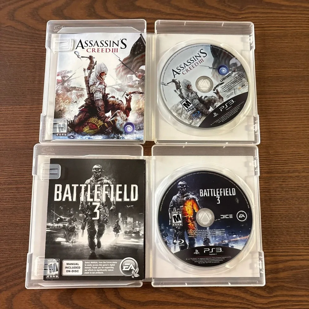 Sony PS3 Video Game Lot 4 Skyrim Battlefield 3 Bad Company 2 Assassins Creed III